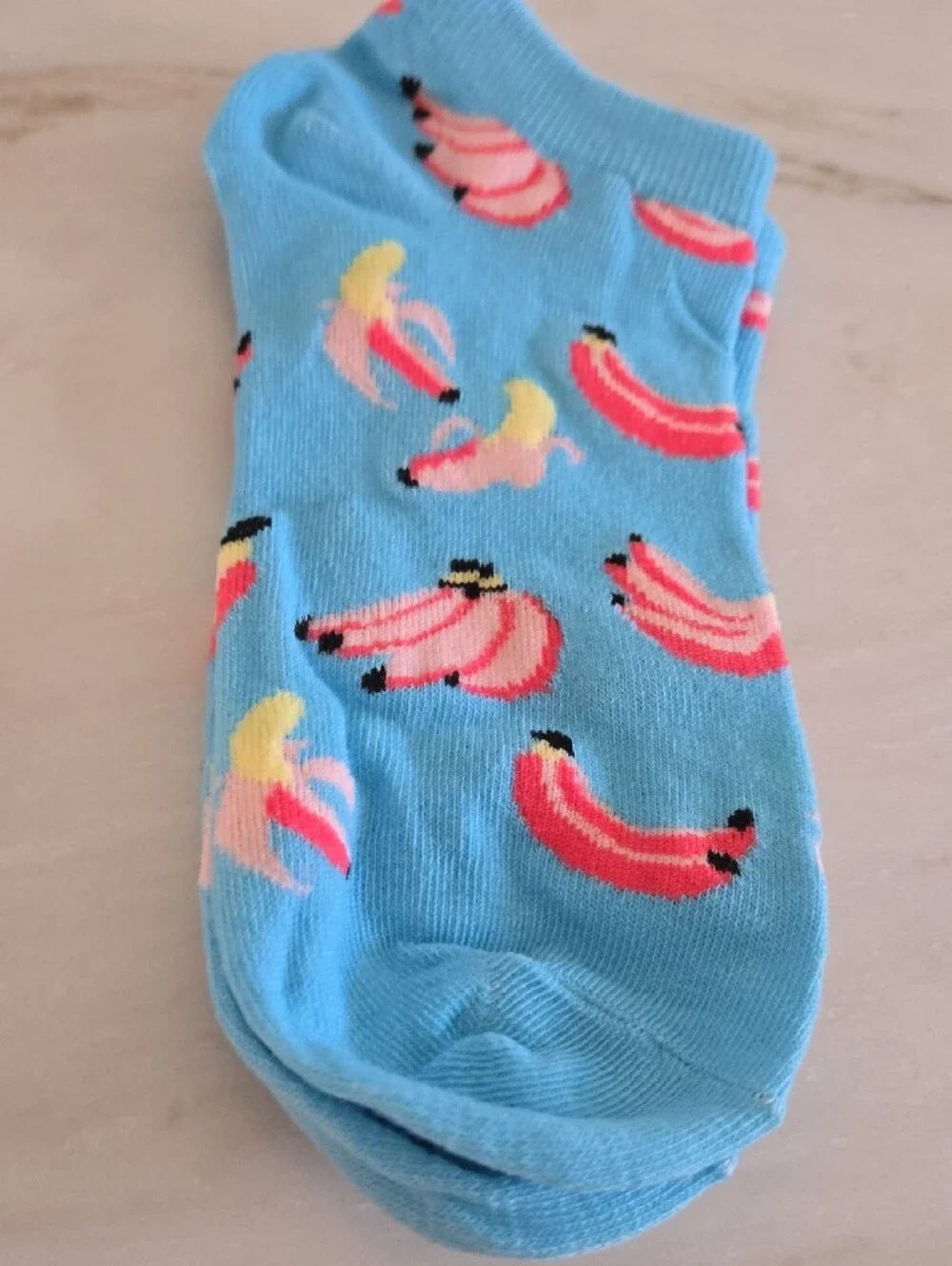 Ladies/Girls Fun Fruit Ankle Socks - Black, Yellow & Blue (3-Pack)